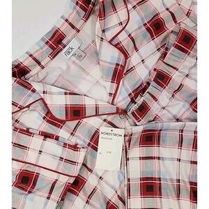 Nordstrom 2 Piece Pajama Set Women M Button L/S Shirt Pants Plaid Soft Stretch